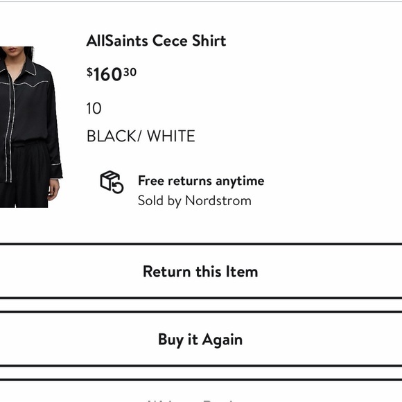 All Saints Cece Black Button Down Shirt wWestern detail Women's - Size 10 US - Picture 7 of 7